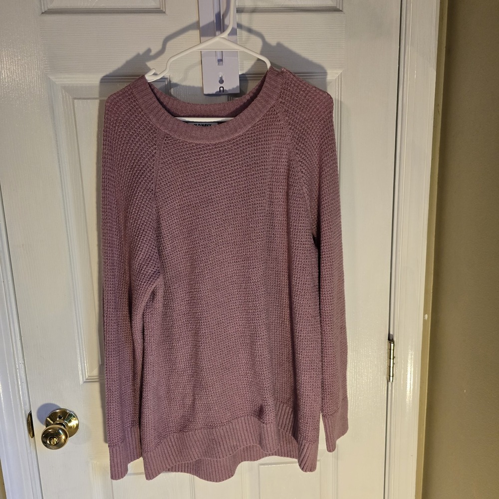Old Navy Loose Textured Pullover Tunic Sweater Womens Size Large Pink Cozy